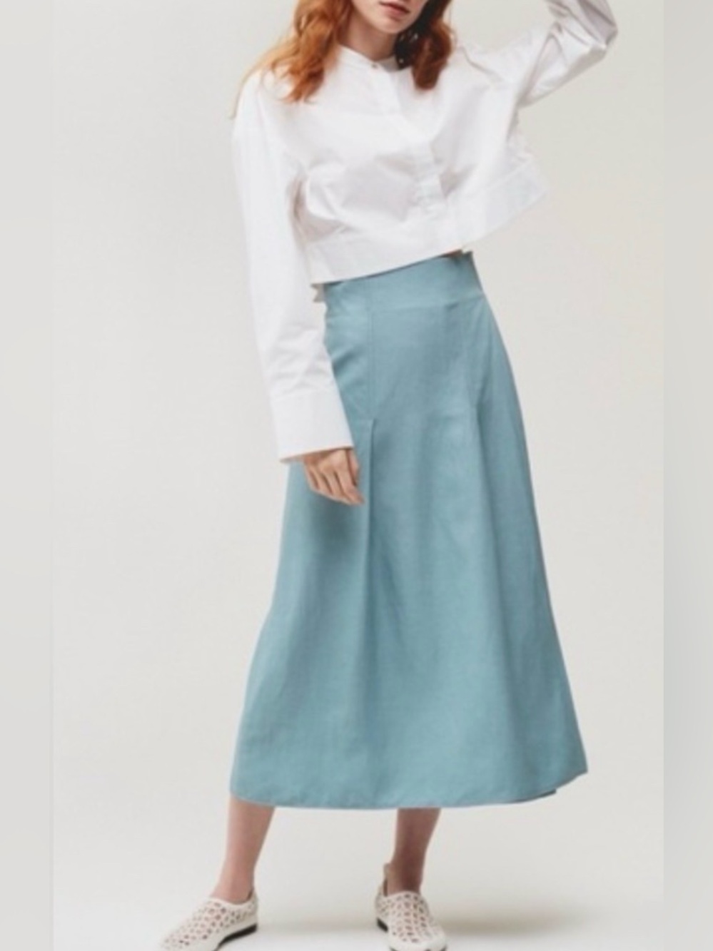 ARITZIA WILFRED siliana Skirt Linen Midi Medium blue
